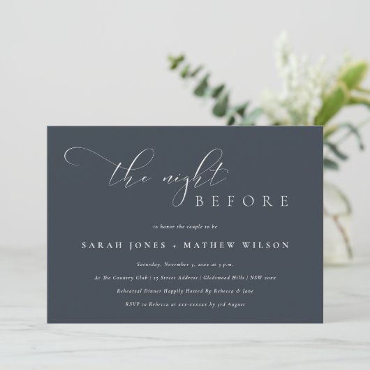 Eenvoudige Script Black Navight voor Diner Invite Bedankkaart (Staand voorkant)
