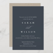 Eenvoudige Script Black Navy Couples Shower Invite Bedankkaart (Voorkant / Achterkant)