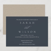 Eenvoudige Script Black Navy Couples Shower Invite Bedankkaart (Voorkant / Achterkant)