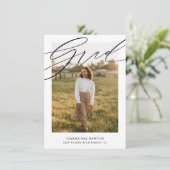 Eenvoudige Script Black Photo Afstuderen Aankondig Kaart (Staand voorkant)