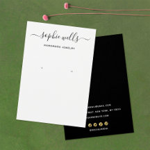 Eenvoudige Script Black White Earring Display Hold