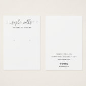 Eenvoudige Script Black White Earring Display Hold Visitekaartje (Voorkant /achterkant)