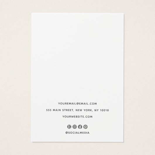 Eenvoudige Script Black White Earring Display Hold Visitekaartje (Achterkant)