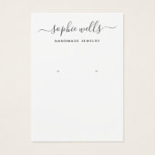 Eenvoudige Script Black White Earring Display Hold Visitekaartje (Voorkant)