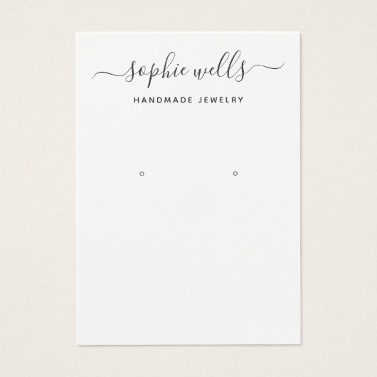 Eenvoudige Script Black White Earring Display Hold Visitekaartje (Voorkant)