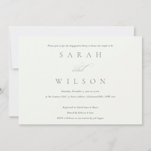 Eenvoudige Script Black White Engagement Party uit Bedankkaart (Voorkant)