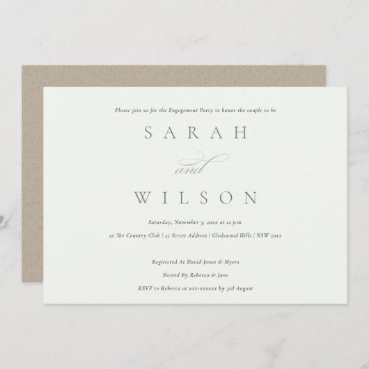 Eenvoudige Script Black White Engagement Party uit Bedankkaart (Voorkant / Achterkant)