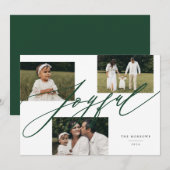 Eenvoudige Script Blij Groet Groen Foto Feestdagenkaart (Voorkant / Achterkant)