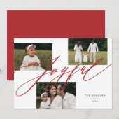 Eenvoudige Script Blij Groet Rood Foto Feestdagenkaart (Voorkant / Achterkant)