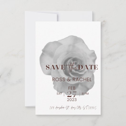 Eenvoudige Script Bloem Bewaar de Datum Uitnodigin Save The Date (Voorkant)