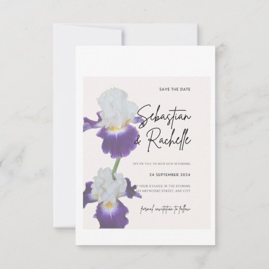 Eenvoudige Script Bloem Save the Date Uitnodiging (Achterkant)