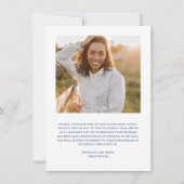 Eenvoudige Script Blue Photo Afstuderen Aankondigi Kaart (Achterkant)