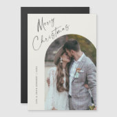 Eenvoudige Script Boho Boog Foto Kerstmagneet (Voorkant / Achterkant)