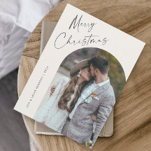 Eenvoudige Script Boho Boog Foto Kerstmagneet
