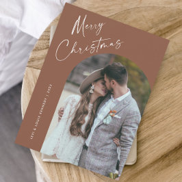 Eenvoudige Script Boho Boog Kerstmis Feestdagenkaart