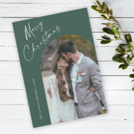 Eenvoudige Script Boho Boog Kerstmis Feestdagenkaart