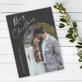 Eenvoudige Script Boho Boog Kerstmis Feestdagenkaart