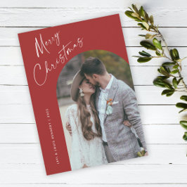 Eenvoudige Script Boho Boog Kerstmis Feestdagenkaart