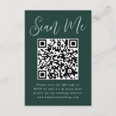Eenvoudige Script Bosgroene QR-code Huwelijksreact Informatiekaartje (Voorkant)