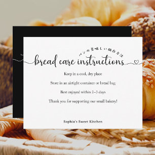 Eenvoudige Script Brood Verzorgingsinstructies Bak Bedankkaart