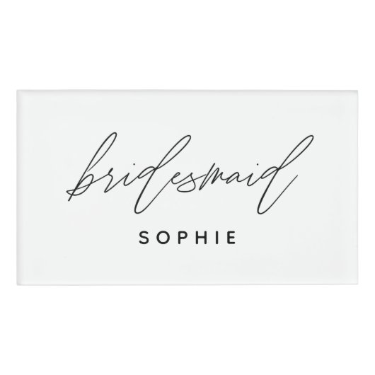 Eenvoudige Script Bruidsmeisje Persoonlijke Naam A Naambadge (Voorkant)