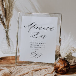 eenvoudige script bruidsshower mimosa bar bord poster