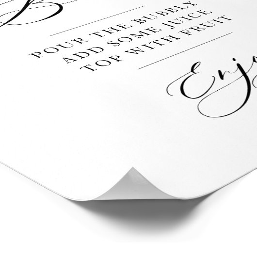 eenvoudige script bruidsshower mimosa bar bord poster (Hoek)