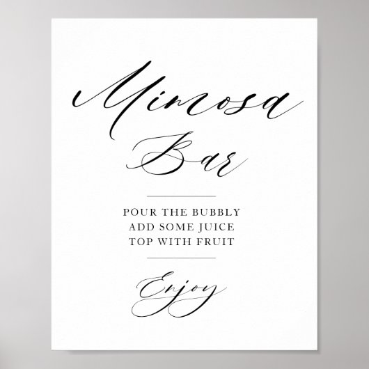 eenvoudige script bruidsshower mimosa bar bord poster (Voorkant)