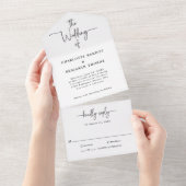 Eenvoudige Script Bruiloft All In One Uitnodiging (Afscheurbaar)