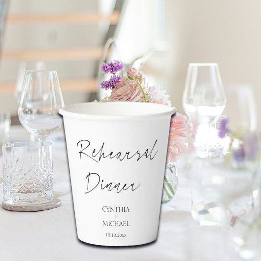 Eenvoudige Script Bruiloft Rehearsal Dinner Papieren Bekers