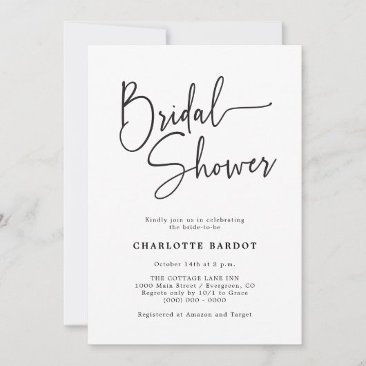 Eenvoudige Script Bruiloftsborrel Kaart (Voorkant)