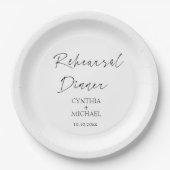 Eenvoudige Script Bruiloftsproefavond Dinner Papieren Bordje (Voorkant)
