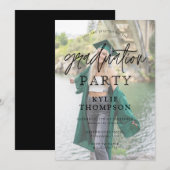 Eenvoudige Script Calligrafie Foto Overlay Afstude Kaart (Voorkant / Achterkant)