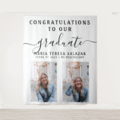 Eenvoudige Script Calligrafie Twee Foto Afstudeerf Wandkleed (Voorkant)