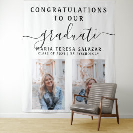 Eenvoudige Script Calligrafie Twee Foto Afstuderen Wandkleed