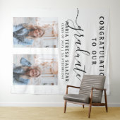 Eenvoudige Script Calligraphy Twee Foto Afstudeerp Wandkleed (In Situ (horizontaal))