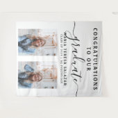 Eenvoudige Script Calligraphy Twee Foto Afstudeerp Wandkleed (Voorkant (horizontaal))