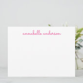 Eenvoudige Script Cute Pink Persoonlijke Notecard Kaart (Staand voorkant)