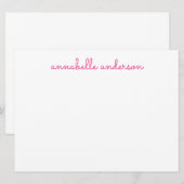 Eenvoudige Script Cute Pink Persoonlijke Notecard Kaart (Voorkant / Achterkant)