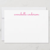 Eenvoudige Script Cute Pink Persoonlijke Notecard Kaart (Voorkant)