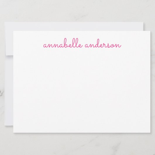 Eenvoudige Script Cute Pink Persoonlijke Notecard Kaart (Voorkant)