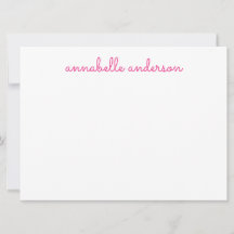 Eenvoudige Script Cute Pink Persoonlijke Notecard