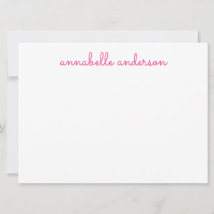 Eenvoudige Script Cute Pink Persoonlijke Notecard Kaart