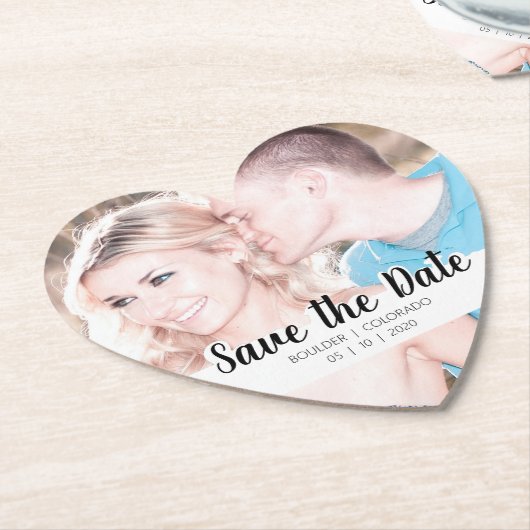 Eenvoudige Script Cutout | Datum opslaan Kartonnen Onderzetters (Gekanteld)