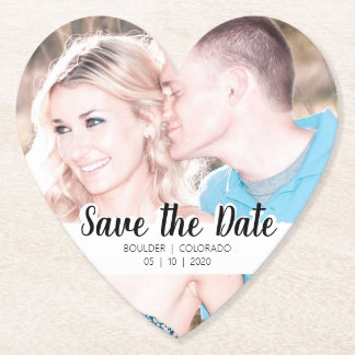 Eenvoudige Script Cutout | Datum opslaan Kartonnen Onderzetters