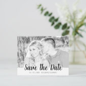 Eenvoudige Script Cutout | &W Opslaan Datum Briefkaart (Staand voorkant)