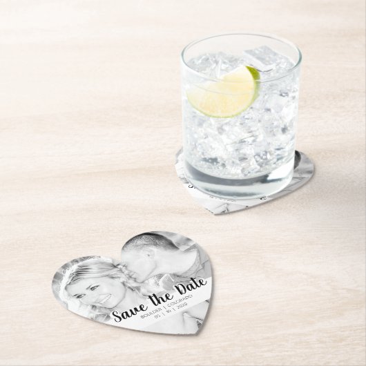 Eenvoudige Script Cutout | &W Opslaan Datum Kartonnen Onderzetters (Insitu)