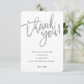 EENVOUDIGE SCRIPT dank u opmerking zilveren glitte Kaart (Staand voorkant)