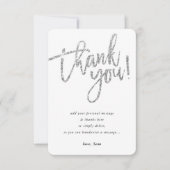 EENVOUDIGE SCRIPT dank u opmerking zilveren glitte Kaart (Voorkant)