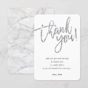 EENVOUDIGE SCRIPT dank u opmerking zilveren glitte Kaart